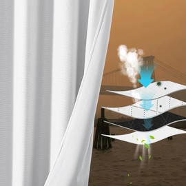 NICETOWN Thermal Insulated 100% Blackout Natural Faux Linen Curtains, Dust Isolate Noise Reducing Drapes with Felt Fabric Liner, Full Light Blocking Panels for Patio (1 Pair, 52 inches x 95 inches)