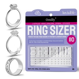 Ring Sizer Adjuster for Loose Rings, 110-Piece Set with 3 Types (Spiral Coils, Ring Guards, Sizing Strips) Fits Ring Widths 1-10mm, Invisible Resizing Solution for Women & Men