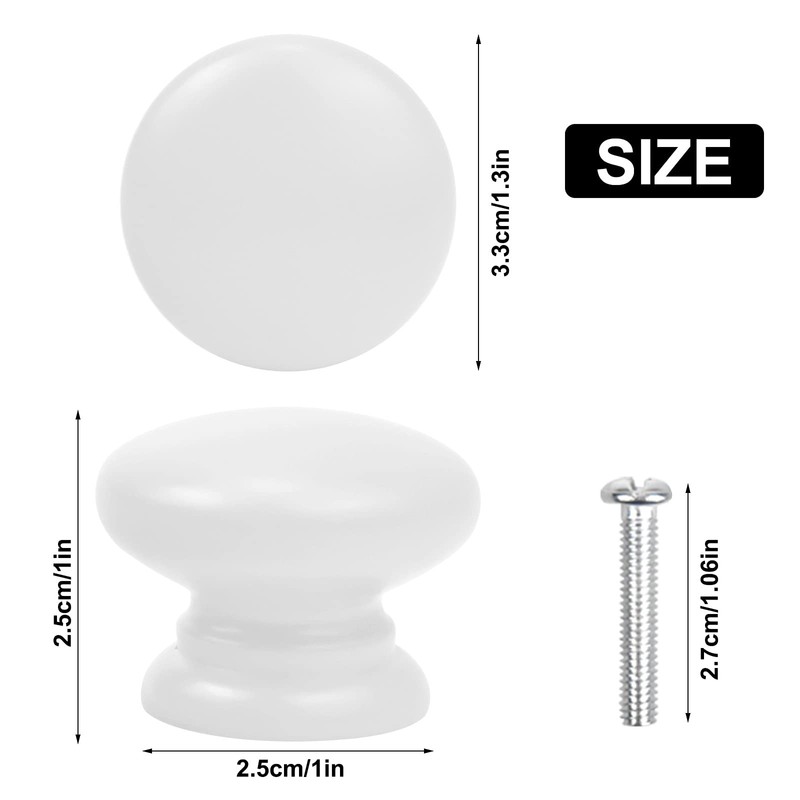 Changrongsheng Pack of 8 White Drawer Knobs, 33 x 25