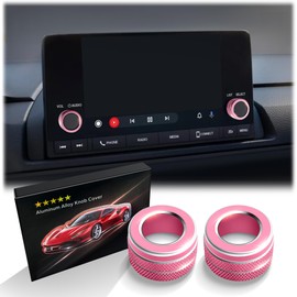 Polodunn Accessories for Honda Civic 2022-2025 & CRV/HRV/Accord/Acura Ingetra 2023-2025 with 7" inch Screen - 2pcs Audio Volume Aluminum Alloy Knob Cover Trims (Pink, for 7-inch Screen)