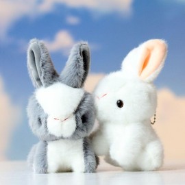White Cute Bunny Pendant Mini Rabbit Plush Stuffed Animal Keychain Plush Animal Stuffed Bunny Soft Tiny Rabbit Doll Keychain for Birthday Gift Home Decoration Bag Accessories