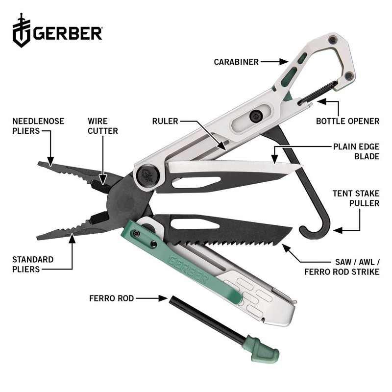 Gerber Multi-Tool with 10 Functions, Stakeout Spark, Camping Tool with
