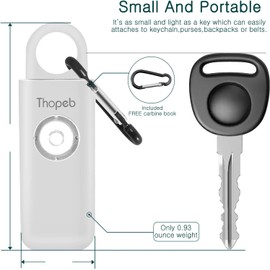 Self Defense Keychain Siren–Personal Alarm–Keychains for Women Safety Alarm with SOS LED Light, Personal Security Key Ring Alarm for Women, Helps Elders & Kids Emergency Call (White)