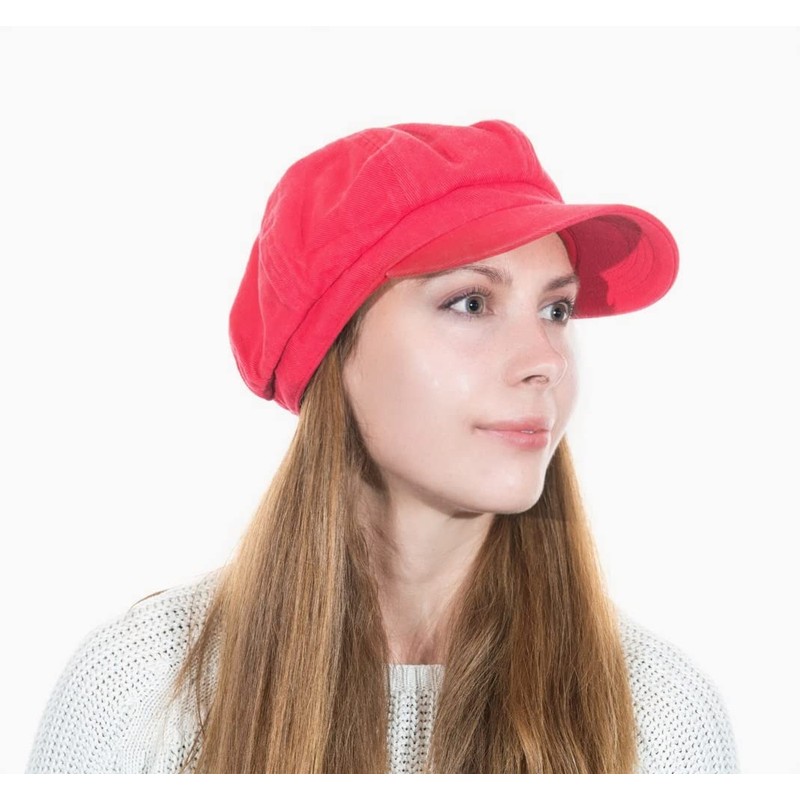 CRAGGI Bags and Accessories Women's Washed Denim Baker Boy Cap,