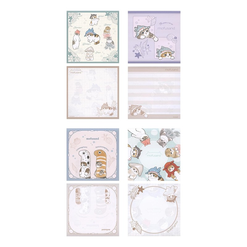 Sunstar Stationery S2839075 Mofusand Memo, Square, Sea Creatures