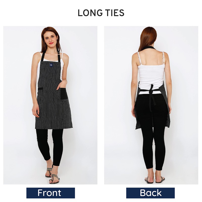 Encasa Homes Adjustable Kitchen Apron with Pockets and Towel Rail,