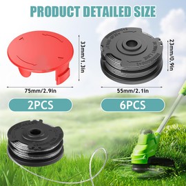 Grass Trimmer Line Spool F016800351 with Spool Cover 1600A00X61, Thread Spool Suitable for Bosch ART 24 ART 24+ ART 27 ART 27+ ART 30 ART 30+, 6 m Length Diameter 1.6 mm