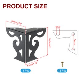 PATIKIL 3 Inch Hollow Out Furniture Legs, Set of 4 Modern Metal Triangle Couch Feet Replacement Sofa Legs for Cabinet Dresser Cupboard Table Chair Ottoman Bookcase Wardrobe, Black