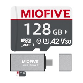 Miofive 128GB Memory Card - Ultimate Micro SD Card with USB 3.0 Type-C Card Reader, 170MB/s, C10, U3, A2, V30, 4K for 4K WiFi Dash Cams and GPS Dash Cams