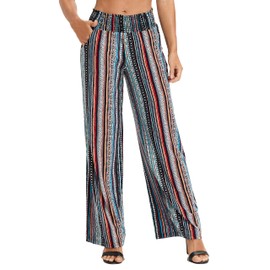 Urban CoCo Women's Boho Palazzo Pants Wide Leg Beach Pants High Waisted Lounge Pants with Pockets(2XL, 14)