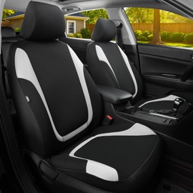 GIANT PANDA Polycotton Front Car Seat Cover, Universal Auto Cloth 2 Front Seats Only, Seat Protector Fit Cars, Sedans, SUVs (Gray)