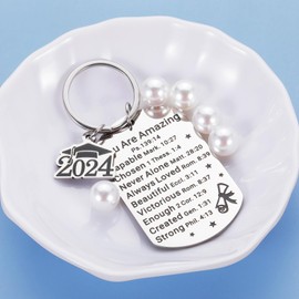 2024 Graduation Gifts for Her Him Class of 2024 Graduation Gifts for Teens Boys Girls Christian Senior High School College Grads Gifts 2024 Religious Keychain for Women Men Senior Night Gifts