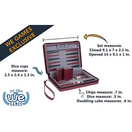 WE Games Custom Color Print Logo Magnetic Travel Backgammon Set - Burgundy