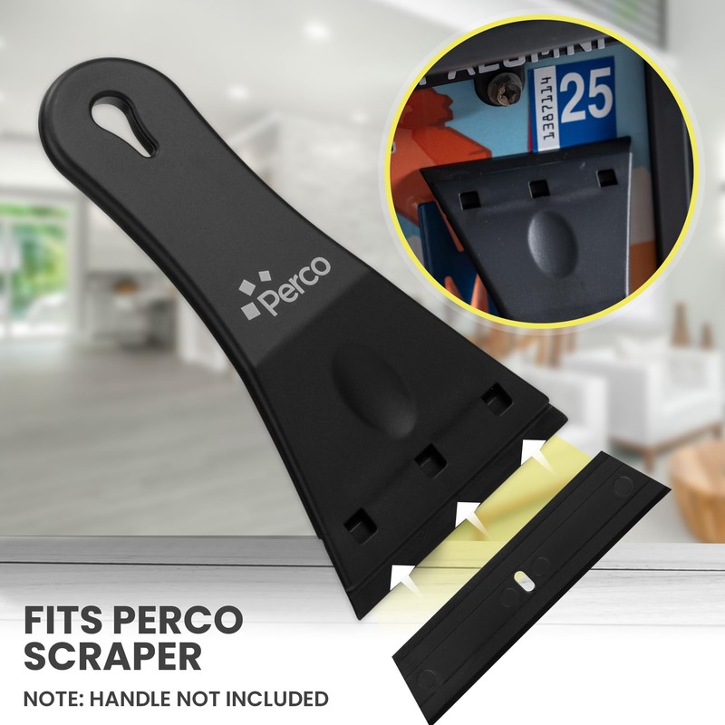 Perco Plastic Scraper Blade Refills - Durable, Rust-Free Single-Edged 3-Inch