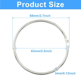 Moicstiy 12 Pack 2-1/2 Inch Loose Leaf Binder Rings, Nickel Plated Steel Book Binder Rings, Keychain Key Rings for School, Home, or Office (Silver)