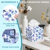 Blue Spring Wildflower Tissue Box Holder,Square Leather Tissue Box Cover