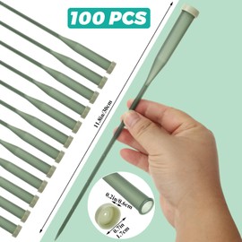 STARVAST 100PCS 12 Inch Green Floral Water Tubes with Rubber Caps, Large Plastic Flower Water Tubes for Fresh Flower Stem Arrangements, Bulk Florist Water Picks Supplies
