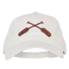 e4Hats.com Crossed Paddles Embroidered Washed Cotton Cap - White OSFM