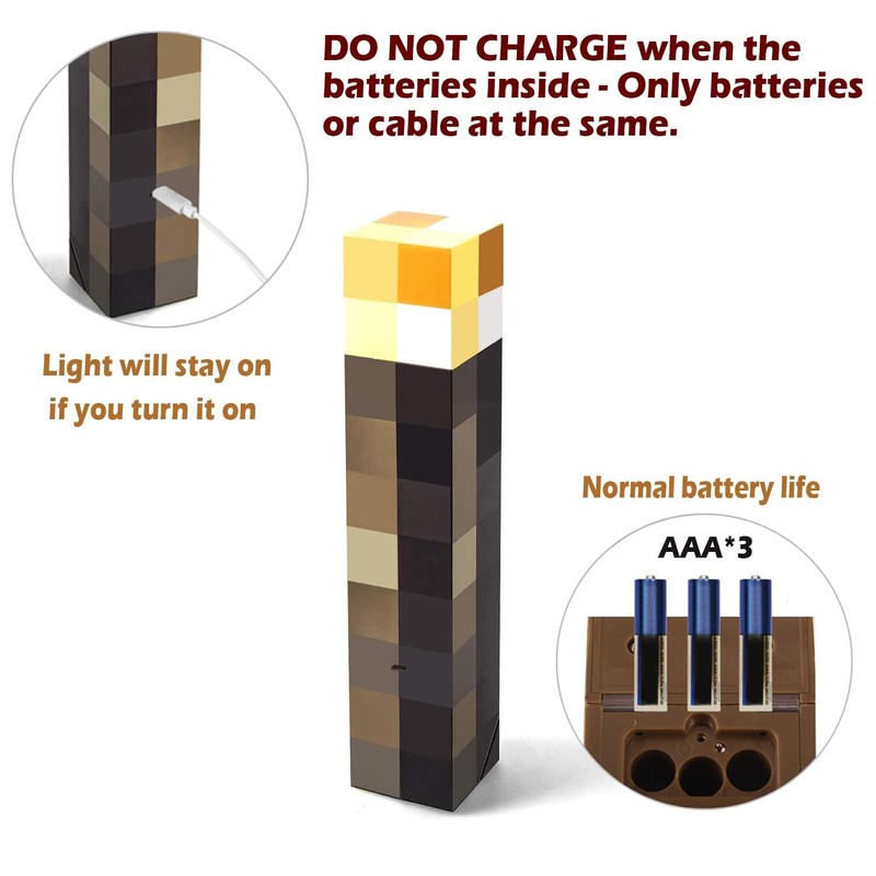 Saderoy Light-up Wall Torch - Batteries & USB Pluggable Night