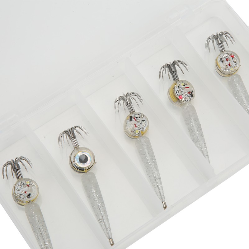 5pcs LED Octopus Hook Strong Penetration High Carbon Steel Electronic