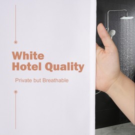 UFRIDAY White Fabric Extra Long Shower Curtain Liner 72 x 96 inches with 12 Hooks,Washable Fabric Shower Curtain for Bathroom Water Resistant Shower Liner Hotel Quality Bathroom Curtains