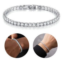 Aokun Pulsera Tenis Con Circonita Joyeria Hombre Mujer Regalo,plateado