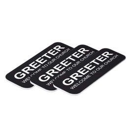 Greeter Welcome to Our Church 1 x 3" Name Tag, Black (3 Pack)