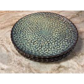 Vancasso Dinner Plates Green Reactive Glaze. Set Of 4. Chrys Dinnerware Collection. New.