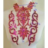 5pcs Hot Pink Big Flower Sequins Embroidered DIY Applique Iron