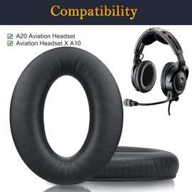 SOULWIT Replacement Earpads for Bose A20 Aviation Headset, Aviation Headset X A10, Ear Pads Cushions with Softer Leather, Noise Isolation Foam (Black)