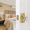 HIEMEY Glass Door Knobs Interior with Lock, Crystal Gold Door