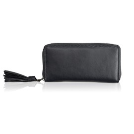 Josephine Osthoff Women's Leather Long Wallet with Zip Small Purse Credit Card Holder RFID Protection Wallet with Coin Compartment (500), blue, coin purse