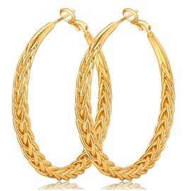 Senteria Gold Hoop Earrings for Women 14K Gold Plated Hoop Earring Hypoallergenic Large Hoops Earrings Lightweight Big Hoop Earrings Thick Twisted Gold Earrings