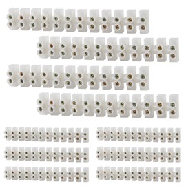 Meimom 10pack Terminal Block White Screw Terminal Connector Dual Row Electric Barrier Block 12-Position Terminal Strip, 10 Amp 380 V for Small Home Projects and Electrical