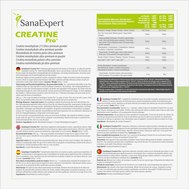 Sanaex Pert Pro Creatine (Creapure) Sport Drink On 215, 100%