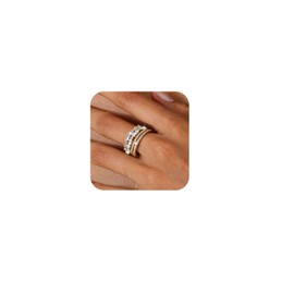 Ritach 14K Gold Rings for Women Non Tarnish Stackale Gold Plated Dainty Thin Cubic Zirconia Knuckle Thumb Rings Set (cuibicz zirconia, 10)