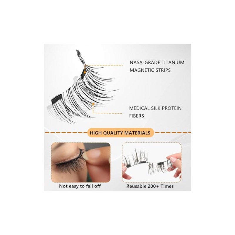 Pestañas Magnéticas Reutilizables con applicatore | Aspecto natural, no necesitan