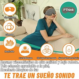 Antifaz para dormir para hombres y mujeres, antifaz para ojos con copa contorneada 3D mejorada,venda para los ojos, bloquea la luz, para transpirable y suave para dormir, yoga, viajar (gris)