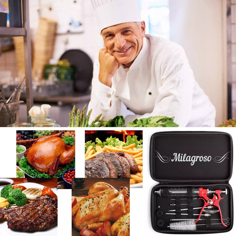 Milagroso Meat Injector Marinade Gun Stainless Steel Outdoor Kit Flavor
