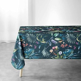 Douceur d'Intérieur, Rectangular Tablecloth 150 x 240 cm Emerald Polyester Printed Feerie