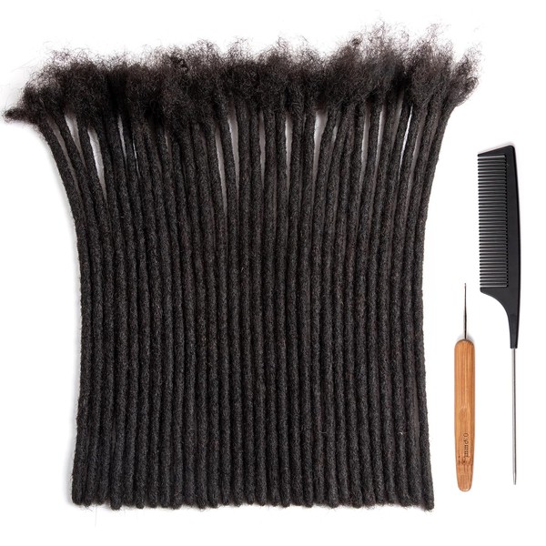 Originea Human Hair Dreadlocks Extension 100% Handmade Human Hair 0.8 cm Natural Hair Lock (1B#, 12 Inches, 60 Pieces)