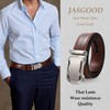 JASGOOD Mens Belt Ratchet Leather Belt Automatic Slide Belt for
