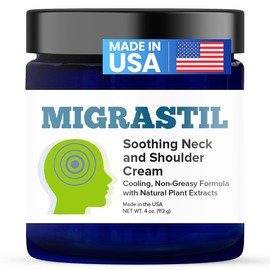 Basic Vigor Crema Migrastil para cuello y hombros. Refrescante y reconfortante para migrañas, dolor de cuello y tensión. (113 g). Fabricada en EE. UU.