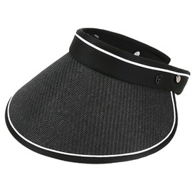 Harlang Womens Beach Hat UPF 50+ UV Protection Wide Brim Hats for Women Sun Visors for Women, Black Straw No Bow