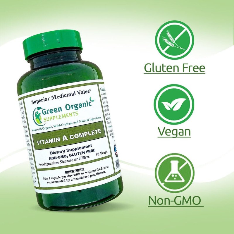 Green Organic Supplements Vitamin A, Retinyl Palmitate, 90 VCaps, 15000IU,