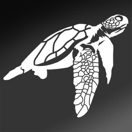 Express Yourself Sea Turtle (White - Image Facing as Shown - Medium) Decal Sticker - Saltwater Fish Collection
