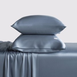 100% Tencel Lyocell 4-Piece Bed Sheet Set – Ultra Soft Silky, Cooling & Moisture-Wicking, Perfect for Hot Sleepers, All Season (Slate Blue, Queen)