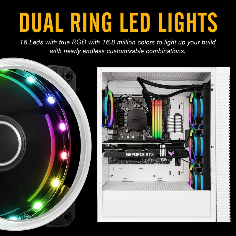 EZDIY-FAB New Dual Ring 120mm RGB LED Case Fans, 5V