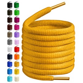 BIRCH's Oval Shoelaces 27 Colors Half Round 1/4" Shoe Laces 4 Different Lengths (45.5" (115cm) - L, Sunflower Yellow)