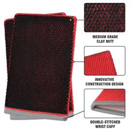 Tidy Monster 2 Pack Clay Bar Mitt for Car Detailing, Medium Grade Auto Magic Clay Towel, Scratch-Free and Paint Safe, for Cleaning Polishing Detailing Cars Paint, Glass, Wheels (Red)